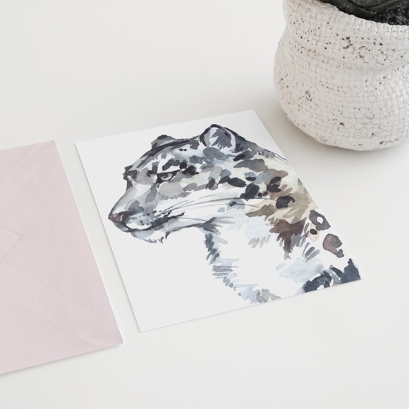 Watercolor Snow Leopard Wall Art Print Poster Unframed - Picture 6 of 8
